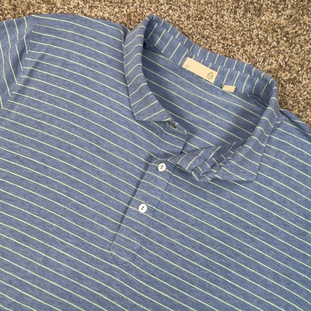 Tasc Performance Mens XXL Polo Shirt Blue Green Striped Bamboo Organic Cotton